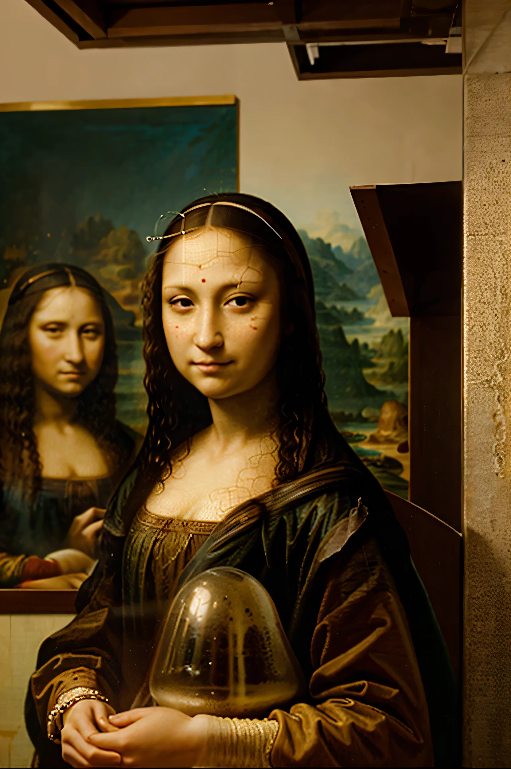 La mona lisa tomando Bubble tea