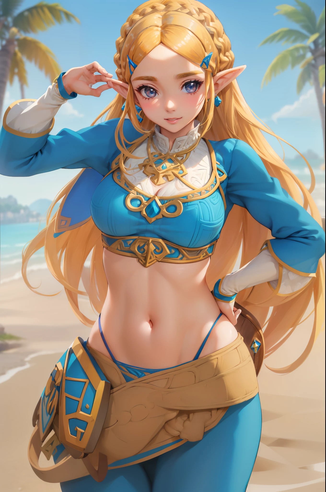 Un primer plano de ((la mejor calidad)), ((obra maestra)), (detallado), cara perfecta, sexy, Atractivo, ((4k)), tetas grandes, Princesa Zelda