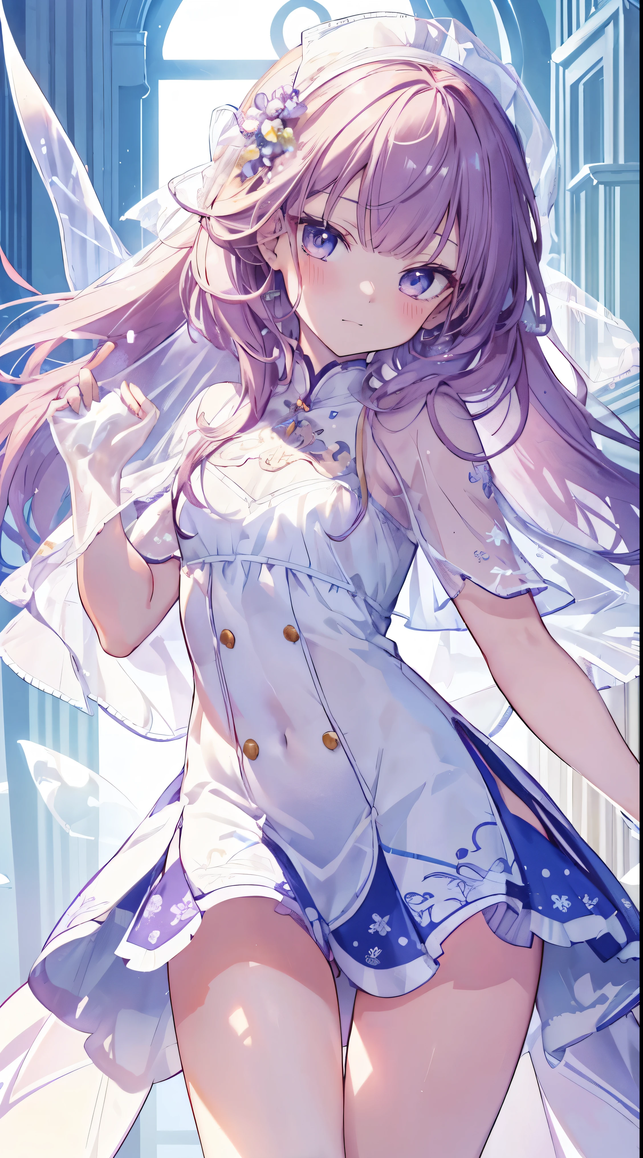 Masterpiece、Highest quality、highest quality、((((Transparency))))、(Embarrassed expression)、Shiny hair quality、Small face、Dynamic pose、Super detailed, beautiful, wide eyes、Ultra-detailed, clear and beautiful faces、Transparency、(cute illustration:1.2), High-resolution, ultra-detailed, best quality, embarrassed、Slim thighs、cute