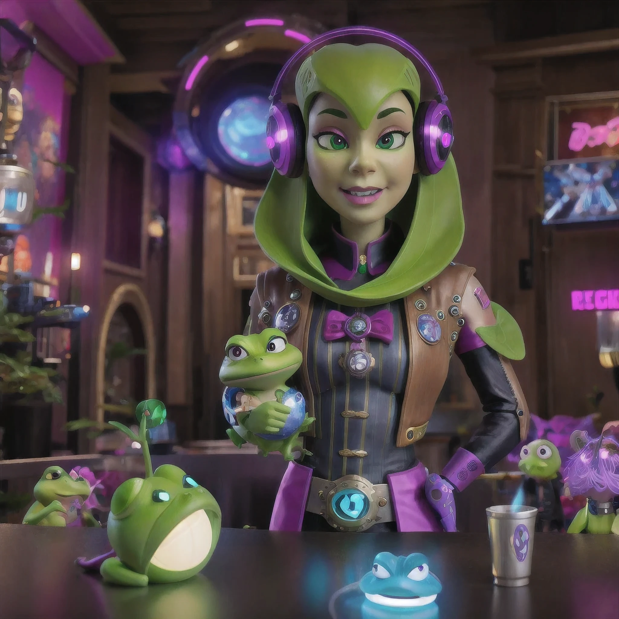 idol stage idol stage there is a (((steam punk))) frog with purple eyes and a purple cape, kermit the frog as thanos, cyberpunk frog, fantasy style 8 k octane render, super detailed render, small character. unreal engine 5, hyperdetailed fantasy character, unreal 5 engine highlly render, rendered in redshift, hq 4k wallpaper, sci-fi lizard alien, unreal 5 render, alien frog,Green frog，Eyes are purple，Draped in a purple cloak, Kermit the Frog as Thanos, cyberpunk frog, fantasy style 8 k octane render, Ultra-detailed rendering, Personagem pequeno. Unreal Engine 5, Super detailed fantasy characters, Unreal Engine 5 Highly Rendered, Redshift rendering, HD 4K Wallpaper, Sci-fi lizard alien, Unreal 5 Rendering, alien frog,Close ups of robots with lights on their heads, online steampunk 8 k 3 D, 3 D render Beppur , 8 K fine digital art, fantasy style 8 k octane rendering, small characters Unreal Engine 5, Buppur Octane rendering, 3 D rendering digital art, (Octane rendering) fantasy style, 8 k solar punk wallpaper，Close-up of a robot with a light on its head, cyber steampunk 8 k 3 d, 3 d render Bepple, 4K Detailed Digital Art, Fantasy style 8 k Octane Rendering, Personagem pequeno. Unreal Engine 5, Bepple. Octane Rendering, 3d rendering digital art, (one) Fantasy style, 4k solar punk wallpaperone