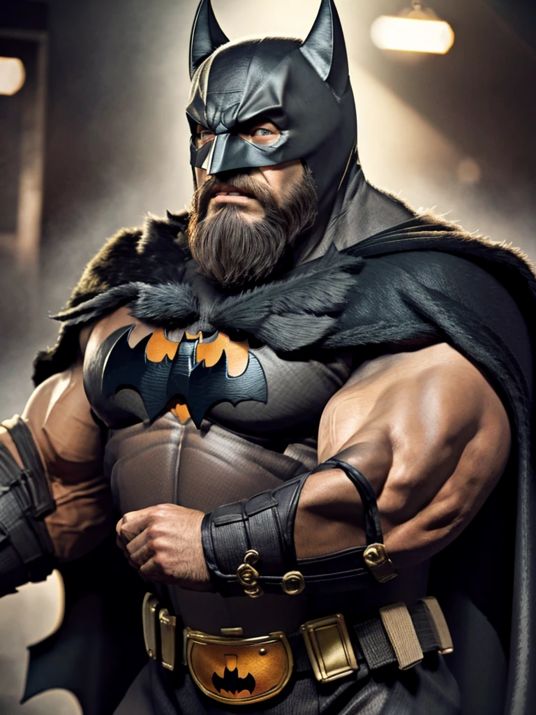 Batman,beard,big muscle ,mask off,old men