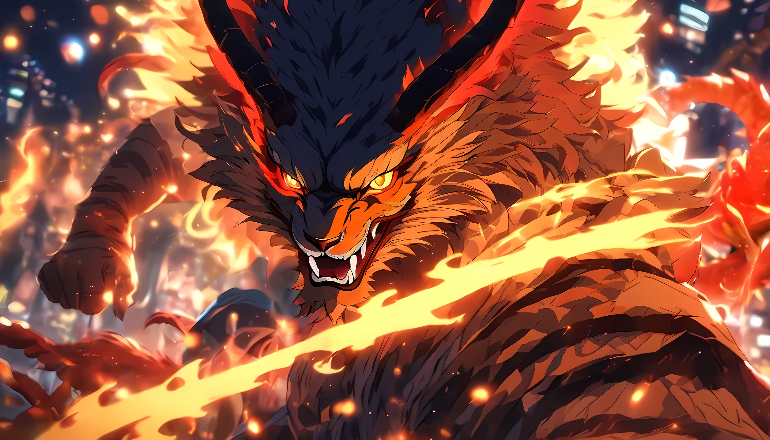 A white deity with the head of a tiger, red hair, and horns, and the body of a dragon. It possesses the ability to foretell fortune. In the background, there  a vivid depiction of the Eight Trigrams. The scene  set in a dynamic game environment.
(best quality,4k,8k,highres,masterpiece:1.2),ultra-detailed,(realistic,photorealistic,photo-realistic:1.37),HDR,UHD,studio lighting,ultra-fine painting,sharp focus,physically-based rendering,extreme detail description,professional,vivid colors,bokeh,portraits,landscape,horror,anime,sci-fi,photography,concept artists,monochrome,subtle tones,soft lighting