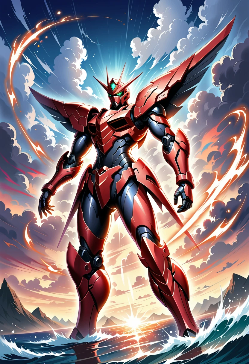 (masterpiece,Top quantity,Best quality,official art,Beauty and aesthetics:1.2),(1 Mecha),Extremely detailed,(Fractal art:1.3),colorful,Best details,Gundam style,mechanical,Realistically,宏伟masterpiece,Battle Scene,panoramic,