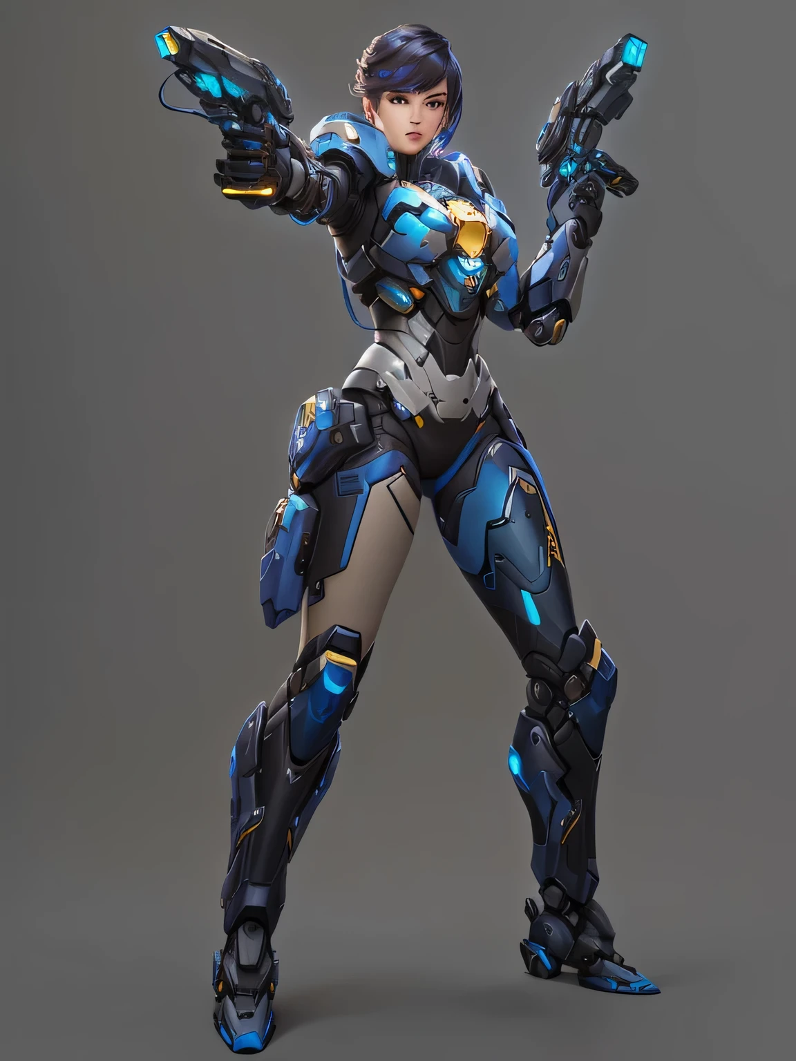 Close-up:A man in blue and black clothes、Woman holding hand, Girl in mecha network armor, Echoes of Overwatch, 3D Rendering Character Art 8k, Starcraft 2 video game characters, Female Mecha, Sigma Female, Science fiction female characters, Inspired by cold plum, as an Overwatch Characters, Overwatch Skins, Overwatch Characters, as Overwatch Characters