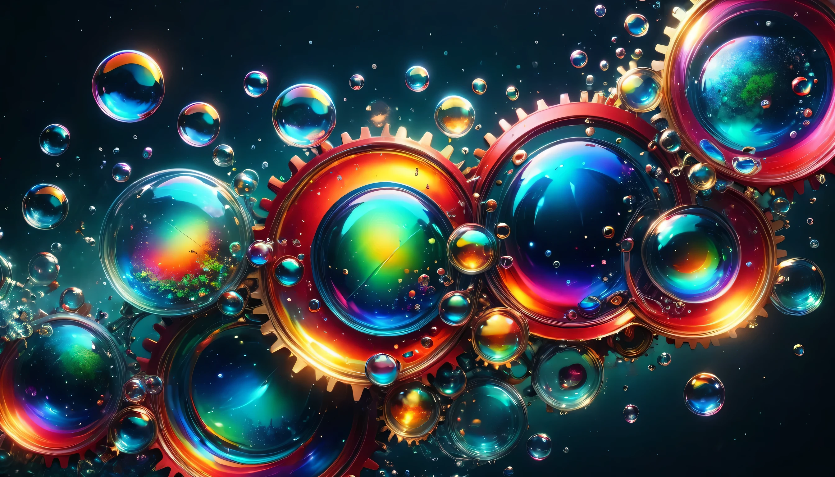 
(best quality,4k,8k,highres,masterpiece:1.2),ultra-detailed,(realistic,photorealistic,photo-realistic:1.37),sticky liquid,mechanical gears,gradient neon lights,(floating colorful bubbles,starry steam,starry steam:1.37,starry steam:1.37,starry steam:1.37),(laser colorful light waves),(refraction on metal),many fluid bubbles:1.37,flamboyant gradient geometric art,futuristic and retro element collision and recombination,exaggerated artistic expression,concept art,red,green,blue 