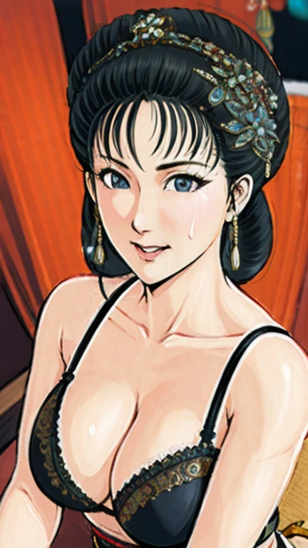 (best quality), (very aesthetic), (ultra-detailed), (best illustration),(a mature female),(NSFW),(perfect face),Suikoden,Mrs. Lin,((full_body)),((full_nude)),red cheek,sweating,skinny,flushed skin,hairly pussy,((Ahegao))chinese traditional bed room,