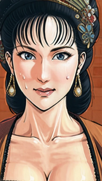 (best quality), (very aesthetic), (ultra-detailed), (best illustration),NSFW,a mature female,Perfect Face,Suikoden,Mrs. Lin,(full_body),big breast,red cheek,Sweating,skinny, chinese traditional lingerie,chinese traditional style bed,