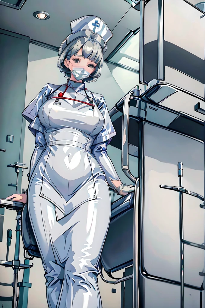 nurse uniform,hospital, latex nurse suit,nurses,busty,elbow gloves,labcoat,white hair woman,white eyes , gigantic ,medical instruments,asian nurse,two nurses,speculum,examination room,oversize ,big ass ,strap on, lay on table ,legs spreaded,giving birth,gyno chair , dentist,Milf,latex,grey uniform