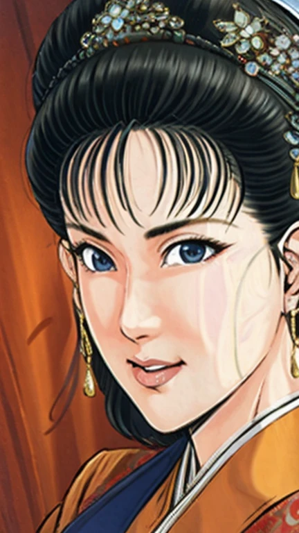 (best quality), (very aesthetic), (ultra-detailed), (best illustration),NSFW,a mature female,Perfect Face,Suikoden,Mrs. Lin,(full_body),big breast,red cheek,Sweating,skinny, chinese traditional lingerie,chinese traditional style bed,