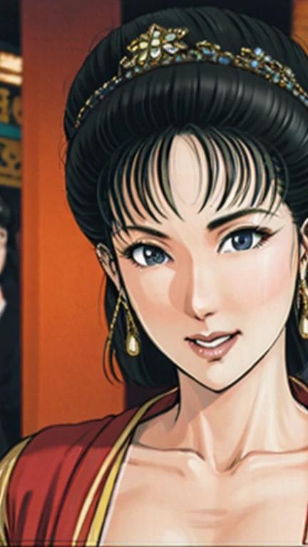 (best quality), (very aesthetic), (ultra-detailed), (best illustration),NSFW,a mature female,Perfect Face,Suikoden,Mrs. Lin,(full_body),big breast,red cheek,Sweating,skinny, chinese traditional lingerie,chinese traditional style bed,Puzzled face