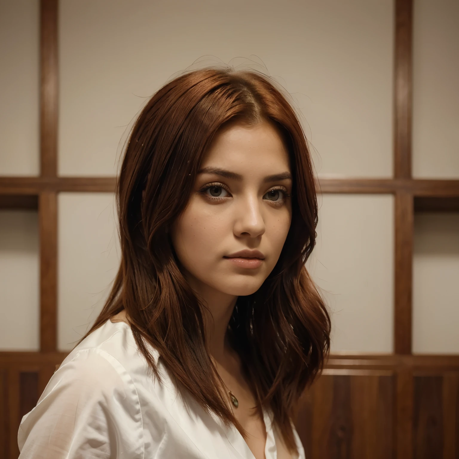 Mujer pelirroja de cabello corto hasta los hombros con ojos color esmeralda, Isabel Magnolia de Shingeki no Kiokin