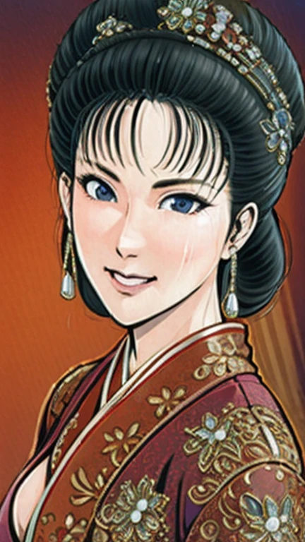 (best quality), (very aesthetic), (ultra-detailed), (best illustration),NSFW,a mature female,Perfect Face,Suikoden,Mrs. Lin,(full_body),big breast,red cheek,Sweating,skinny, chinese traditional lingerie,chinese traditional style bed,Looking down