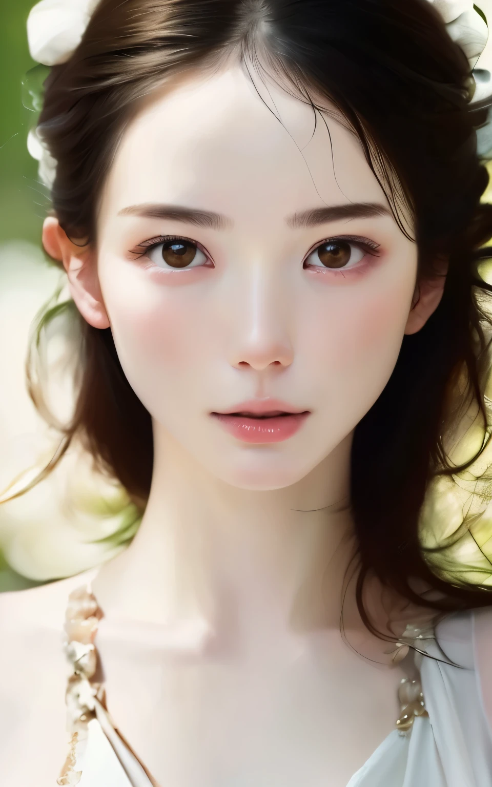 Looking at the camera, Many details, Detailed drawings,milky white skin, The skin is soft and soft, realism, medium between 描画 and realism, high quality, HD, 4K, Blender operation, Octane Rendering, Practical, anatomy, The art of math , Pretty Face, Perfect face, beautiful skin, Symmetrical face, Proportional mechanism, Blurred background、最high quality、Ultra-high resolution、Highest image quality、masterpiece、portrait