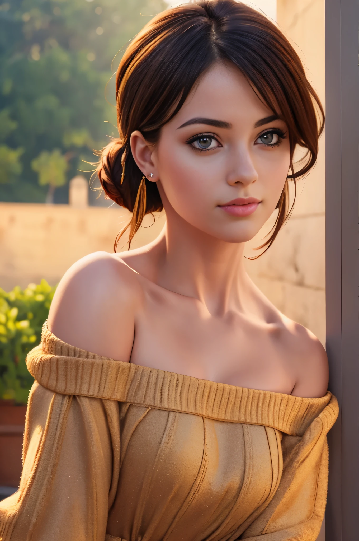 Best quality, masterpiece, ultra high res, (photorealistic:1.4), raw photo, 1girl, off shoulder, italian