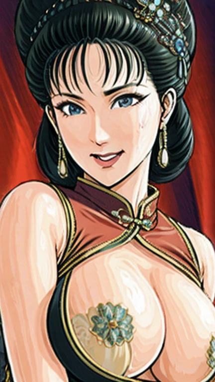 (best quality), (very aesthetic), (ultra-detailed), (best illustration),NSFW,a mature female,Perfect Face,Suikoden,Mrs. Lin,(full_body),big breast,red cheek,Sweating,skinny, chinese traditional lingerie,chinese traditional style bed,Crying quietly