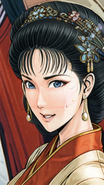(best quality), (very aesthetic), (ultra-detailed), (best illustration),NSFW,a mature female,Perfect Face,Suikoden,Mrs. Lin,(full_body),big breast,red cheek,Sweating,skinny, chinese traditional lingerie,chinese traditional style bed,Crying quietly
