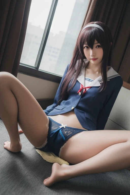 Super detailed,Very detailed,highest quality,masterpiece,figure,Realistic,
One girl, alone, kasumigaoka utaha,Cosplay,
View your viewers,Upper Body、((Sexy panties in full view:1.2))、((Spread your legs wide:1.6))、