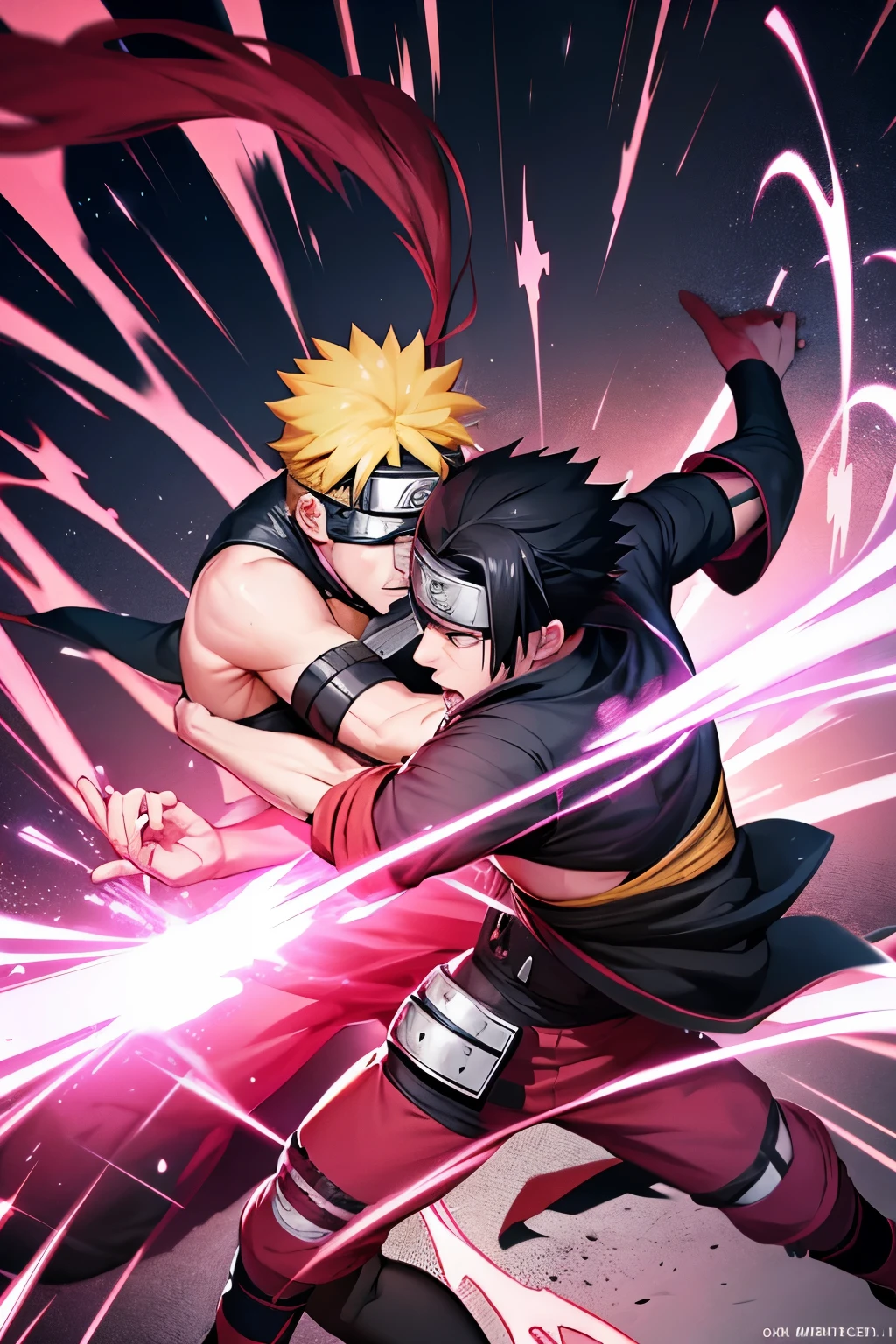 Naruto and Sasuke fighting