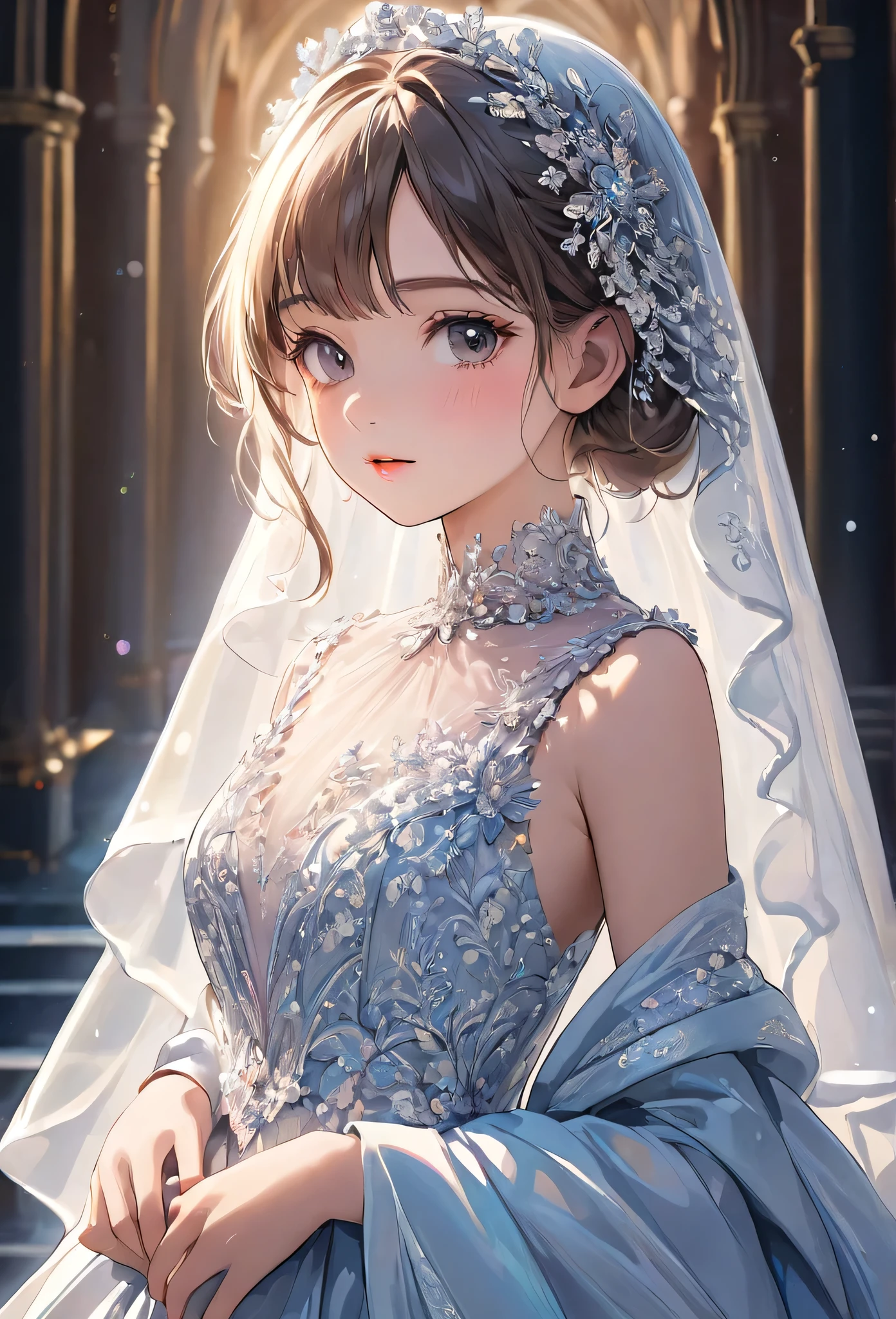 Girl wearing gown, ultra-detailed, beautiful face,
