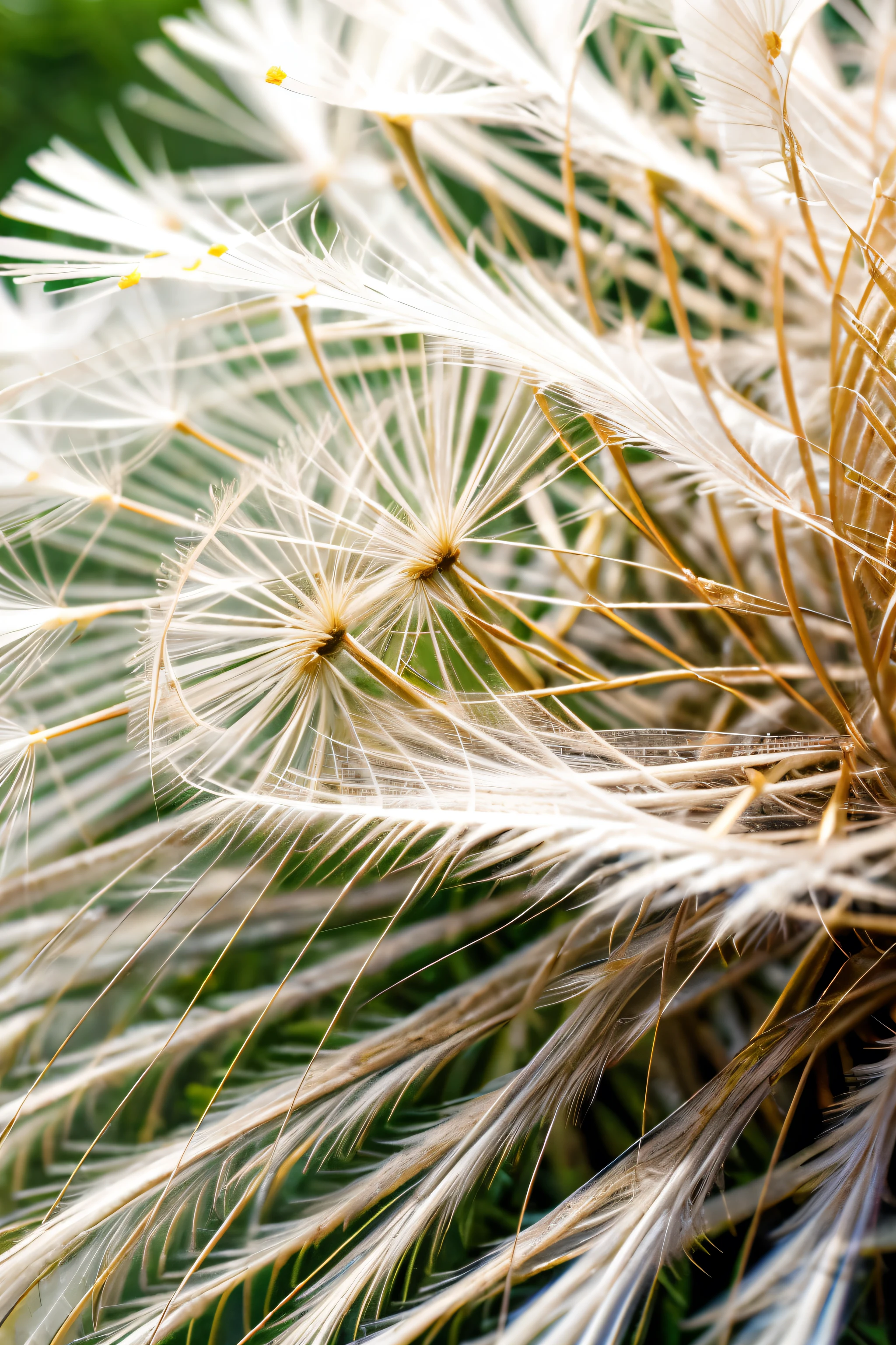 A close-up shot of a dandelion flower in full bloom, its delicate white petals and yellow center filling the frame with natural beauty. --ar 16:9