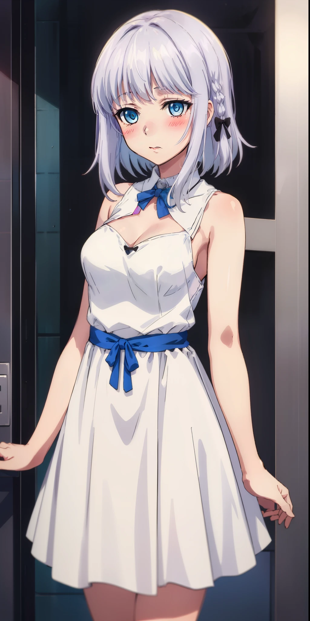 1 girl, kanon kanase,  blush, medium breasts, sleeveless,((cowboy_shot, random dress)),  30-year-old, healthy skin.