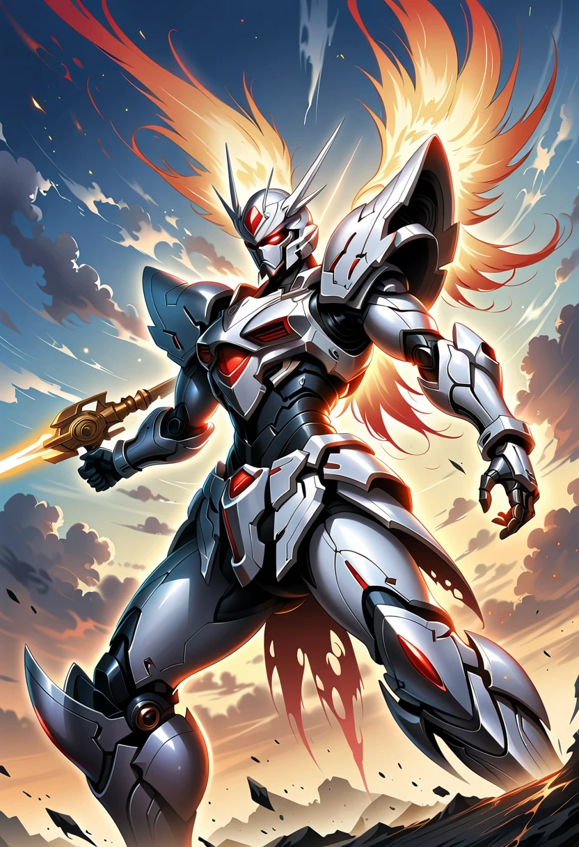 (masterpiece,Top quantity,Best quality,official art,Beauty and aesthetics:1.2),(1 Mecha),Extremely detailed,(Fractal art:1.3),colorful,Best details,Gundam style,mechanical,Realistically,宏伟masterpiece,Battle Scene,panoramic,