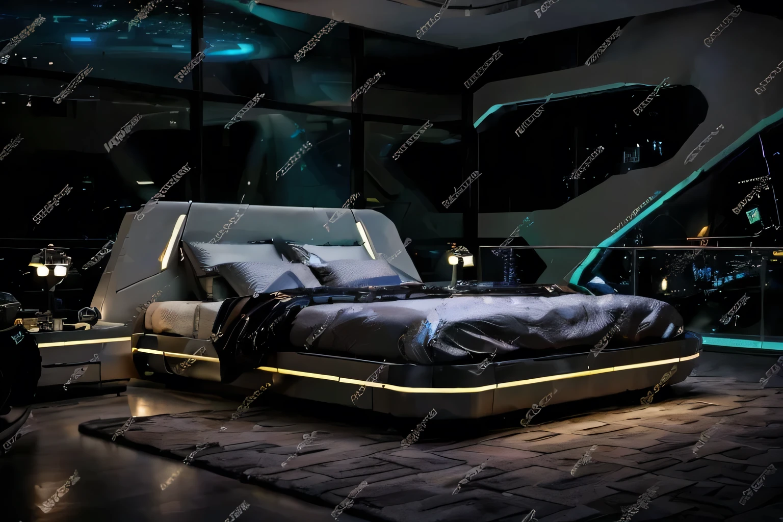 a close up of a floor with a night light on it, cyberpunk floorroom at night, Futurism design, Futurism room, Futurism setting, luxury, white floor, large comfy floor, floor on the right, Futurism ambiance, In a cyberpunk themed room, Futurism decor, floor, Futurism, floor room, Futurism decoration, Wheel floor with ambient lighting, Futurism star wars vibe