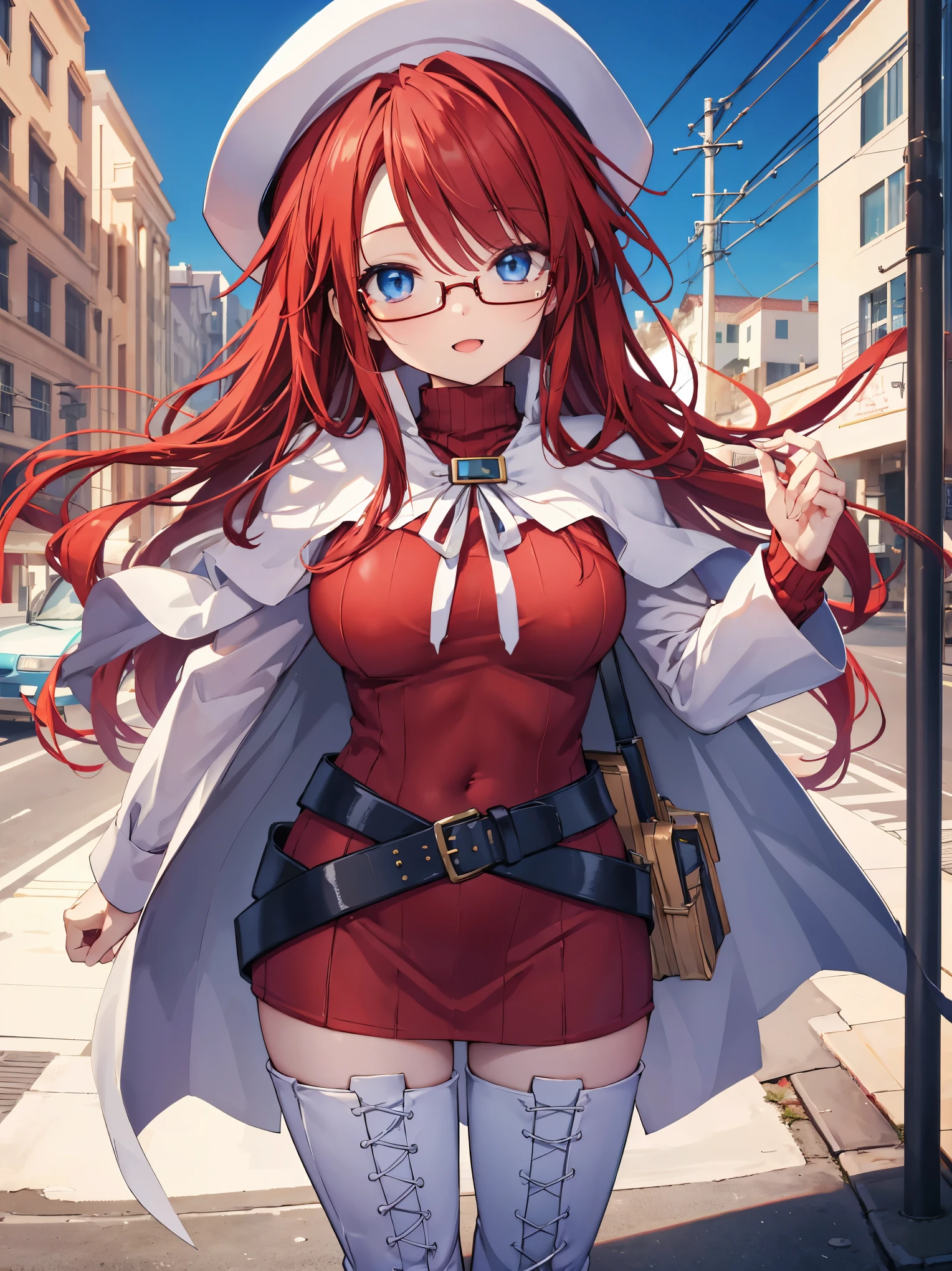 pov,nsfw,summonnightaty, aty, (young:1.3),long hair, blue eyes, red hair, beret, hat, glasses,
BREAK long hair, thighhighs, hat, dress, boots, glasses, belt, cape, sweater, zettai ryouiki, beret, thigh boots, white footwear, ribbed sweater, loose belt,solo,
BREAK outdoors, fantasy,on_a_ship,
BREAK (masterpiece:1.2), best quality, high resolution, unity 8k wallpaper, (illustration:0.8), (beautiful detailed eyes:1.6), extremely detailed face, perfect lighting, extremely detailed CG, (perfect hands, perfect anatomy),covered_nipples,covered_navel,light_smile ,(half_eyes:1.4),sword,armpit,sleepy,dynamic_standing,barrel,red_sweater,apart_legs,magical_effect,focus_breasts,spread_legs,light_open_mouth,solo,In front of the tram