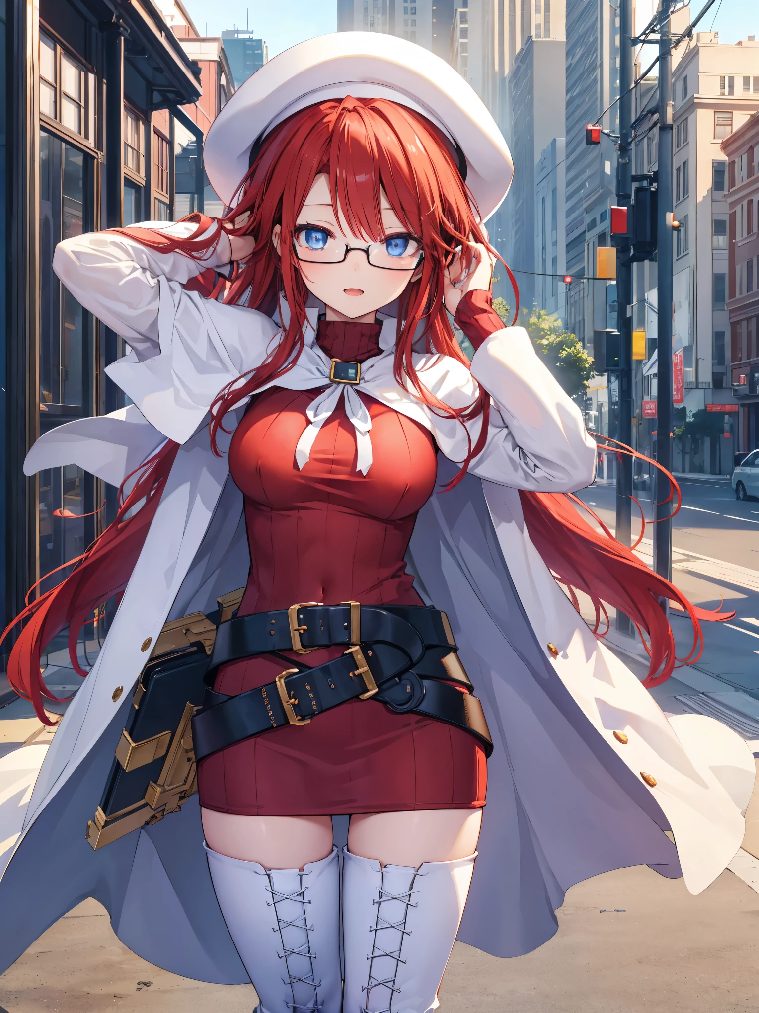 pov,nsfw,summonnightaty, aty, (young:1.3),long hair, blue eyes, red hair, beret, hat, glasses,
BREAK long hair, thighhighs, hat, dress, boots, glasses, belt, cape, sweater, zettai ryouiki, beret, thigh boots, white footwear, ribbed sweater, loose belt,solo,
BREAK outdoors, fantasy,on_a_ship,
BREAK (masterpiece:1.2), best quality, high resolution, unity 8k wallpaper, (illustration:0.8), (beautiful detailed eyes:1.6), extremely detailed face, perfect lighting, extremely detailed CG, (perfect hands, perfect anatomy),covered_nipples,covered_navel,light_smile ,(half_eyes:1.4),sword,armpit,sleepy,dynamic_standing,barrel,red_sweater,apart_legs,magical_effect,focus_breasts,spread_legs,light_open_mouth,solo,In front of the tram