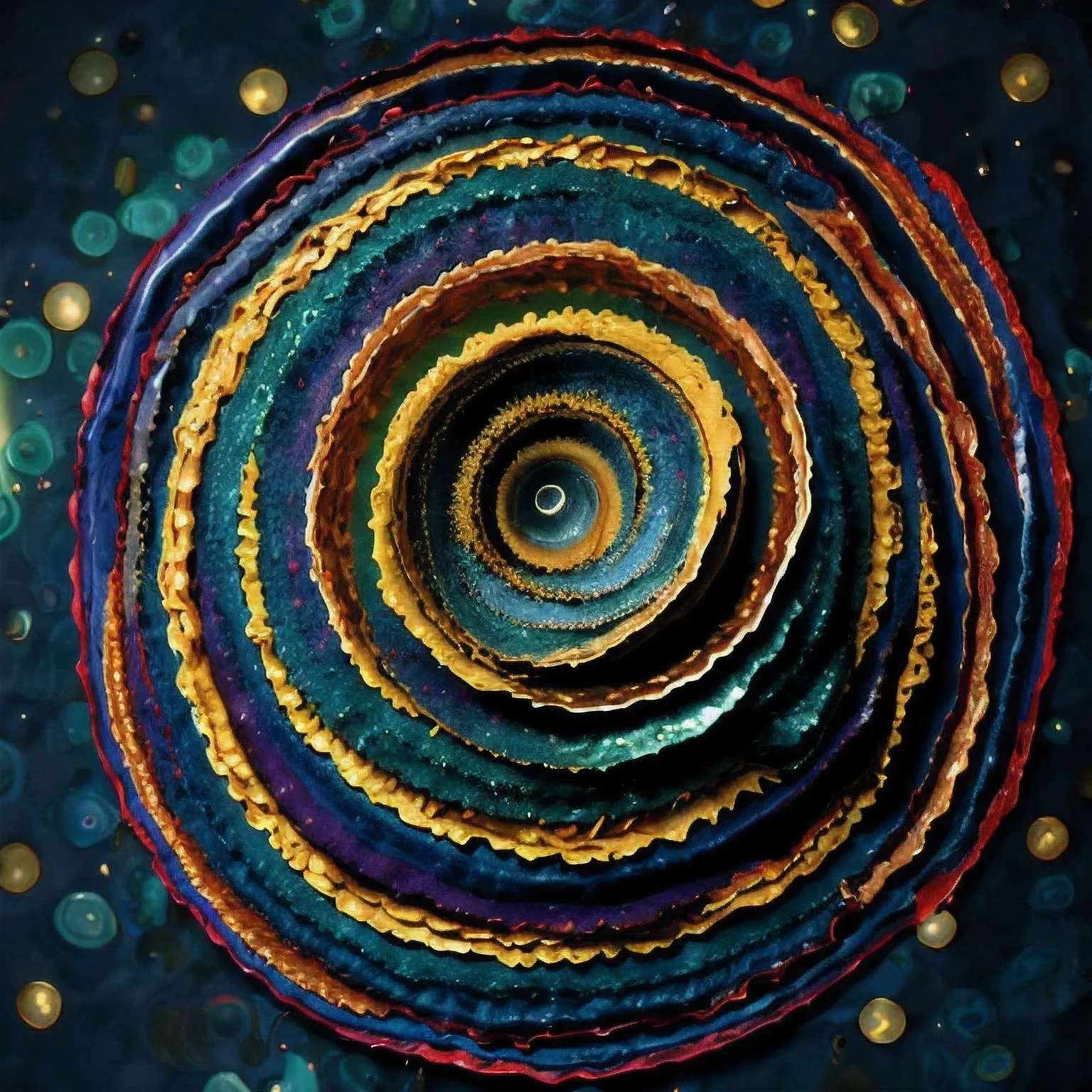 Seabed ice sheet background(((Idol stage))),detailed armor, ornate headdress, samurai helmet(((Dynamic rotating concentric circles)))(Dynamic rotation of concentric circles)Mandala is the result of the long journey of creating concentric circles of liquid color, there is a glass bowl with a green and purple swirl inside, simulacrum of a space fungus, alien flower, distant nebula are glowing algae, inspired by Otto Piene, inspired by Earnst Haeckel, top down extraterrestial view, covered with ferrofluid. dslr, translucent algae ornate, the eye of the universe, anatomical fractal,which interact through transparency, refraction, reflection, and collision. The ultimate goal is to showcase unique, detailed, and aesthetically pleasing images that capture the audience's attention through their initial visual impact and stunning details in liquid interactions,there is a cake with a red and yellow center on a blue plate, inspired by Otto Piene, victor antonov, culinary art photography, inspired by Graham Sutherland, colorful ferrofluid armor, inspired by Anish Kapoor, alexandra fomina, david kassan, by Jan Rustem, rudolf is hired, sergey krasovskiy, kai vermehr