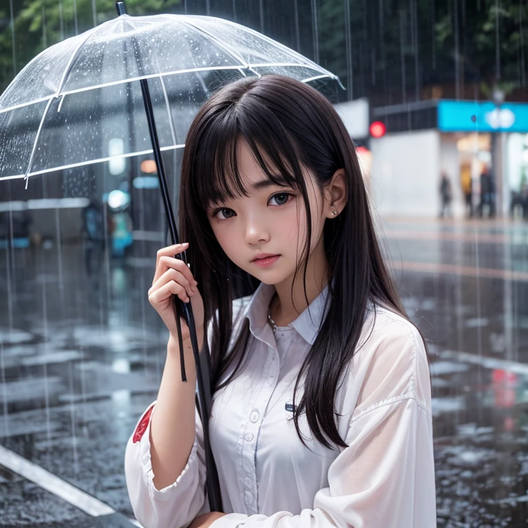 1girl, rain