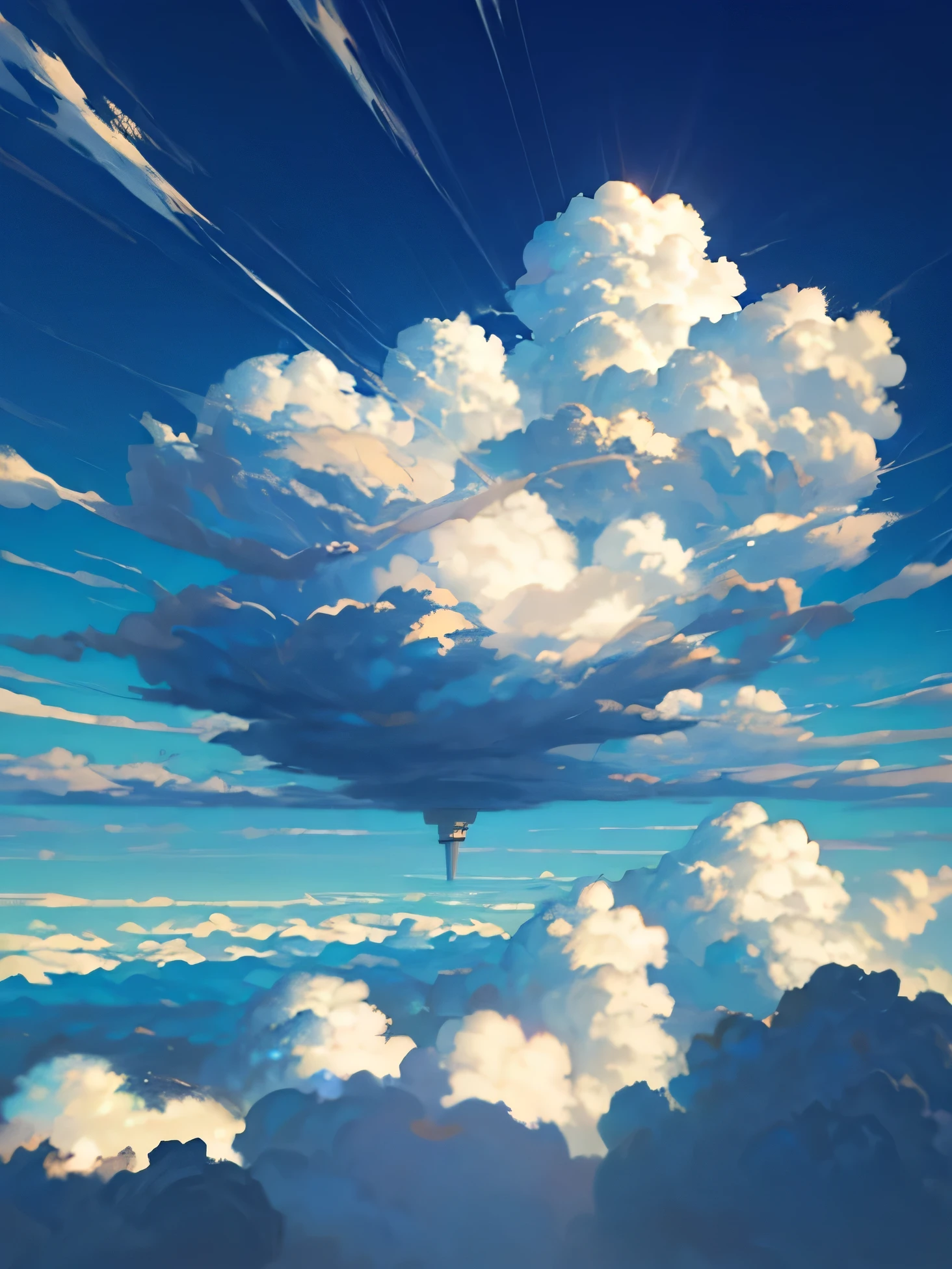 (highres,photorealistic),blue sky filled with fluffy clouds,realistic clouds in a clear blue sky,sunlight illuminating white clouds,serene atmosphere,fluffy cumulus clouds,dreamy sky,scattered clouds floating in the blue sky,vibrant blue color,soft sunlight,peaceful and calm ambiance,serene and tranquil scene,vivid and natural colors,gentle and wispy cloud formations,puffy and cotton-like clouds,seamless transition between sky and clouds,crisp and clear air,celestial beauty,ethereal and heavenly atmosphere