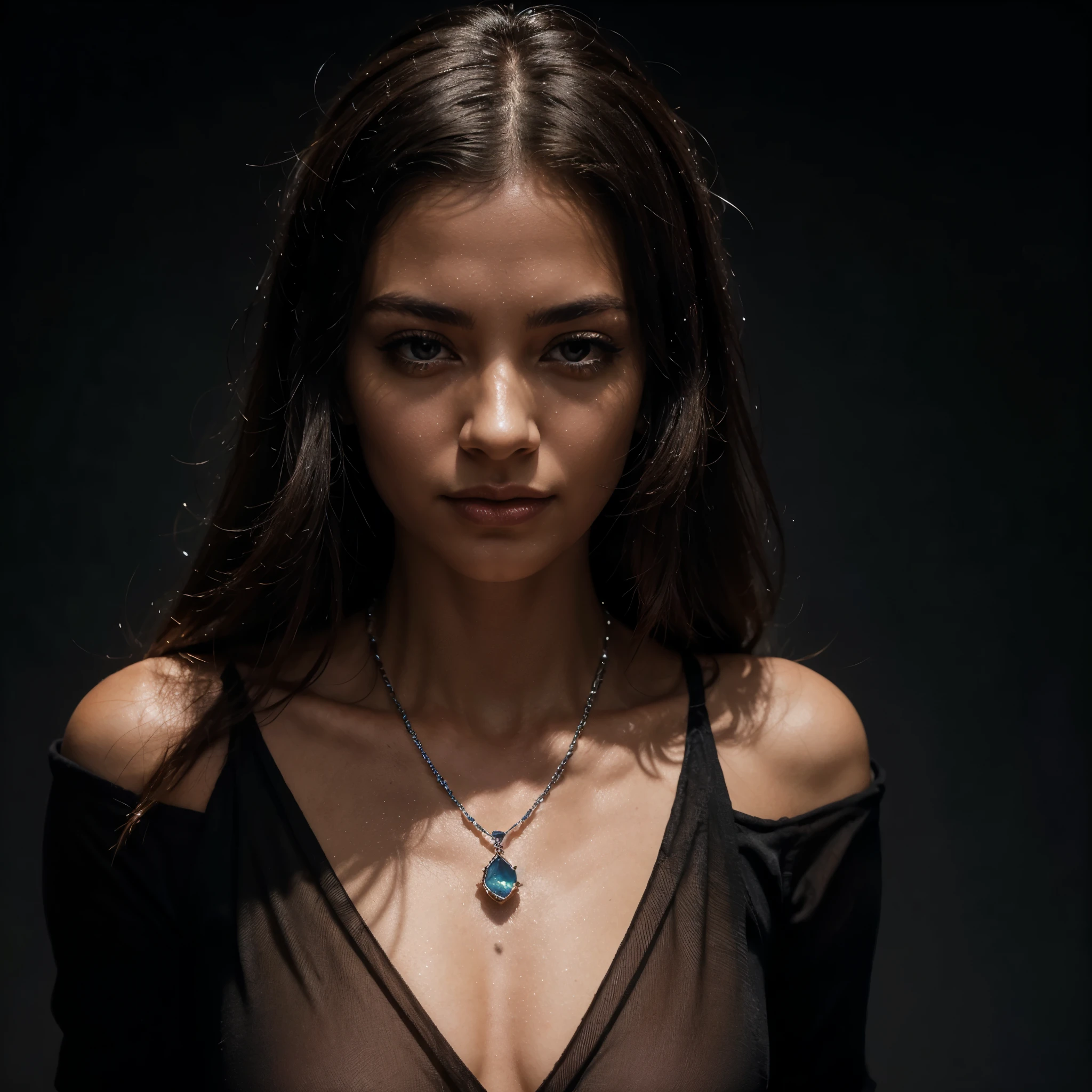 the focal point is a chest-high shot of a person wearing a sleek black shirt. The background is a deep, dark hue, providing a stark contrast that emphasizes the luminosity of the diamond chain. With no face visible and only a hint of the neck discernible, the attention is drawn solely to the brilliance emanating from the chain.

The chain itself is captured in stunning detail, each facet of the diamonds reflecting light with unmatched clarity. Against the backdrop of the black shirt, the diamonds appear even more vibrant and radiant, creating a mesmerizing contrast that captivates the viewer's gaze. The chain extends elegantly from the wearer's neck, with the picture ending precisely where the chain stops, leaving an air of mystery and intrigue. This photograph is a study in contrast, showcasing the timeless elegance and allure of a diamond chain against the backdrop of darkness, where every sparkle is a testament to the enduring beauty of luxury and style. The chain is Crafted entirely from dazzling diamonds, the pendant takes the form of Jupiter, intricately detailed to reflect the planet's swirling storms and majestic bands. At its center lies a magnificent, flawless diamond, symbolizing Jupiter's grandeur and power. Surrounding this centerpiece are smaller diamonds, arranged in a celestial pattern, reminiscent of stars scattered across the night sky. Suspended from a diamond-studded chain, every facet of this pendant glistens with the brilliance of the cosmos, ensuring that when Jupiter wears it, he radiates with the magnificence of the universe itself.