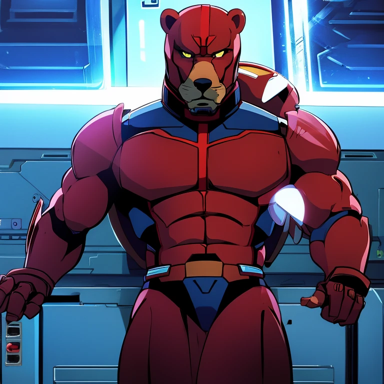 masterpiece, high quality, One bear, cyborg