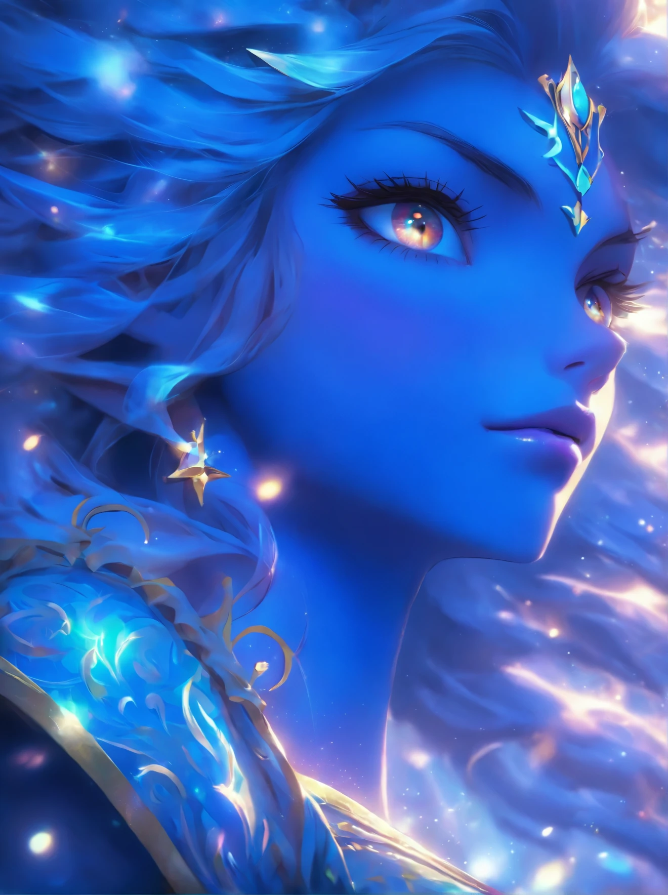a close up of a woman in a blue dress with long hair, fairy cgsociety, ((a beautiful fantasy empress)), a beautiful fantasy empress, fantasy art style, fantasy style art, beautiful detailed fantasy, beautiful fantasy art, beautiful and elegant elf queen, detailed fantasy art, by Yang J, digital fantasy art ), very beautiful fantasy art, 🌺 cgsociety
