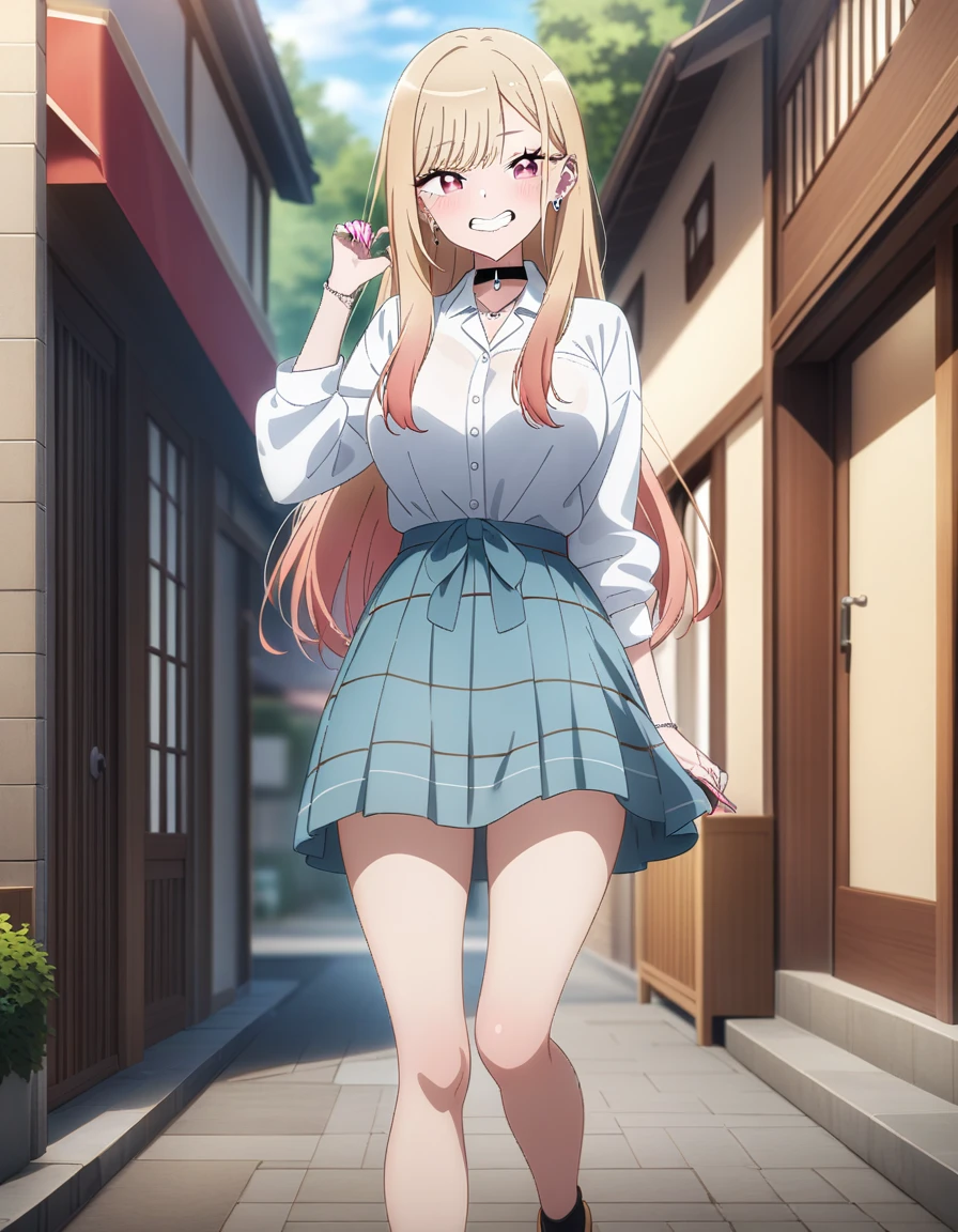 masterpiece, best quality, very aesthetic, absurdres, 1girl, kitagawa marin, sono bisque doll wa koi wo suru, large breast, outdoors, key visual, highly detailed, looking at viewer, front view
