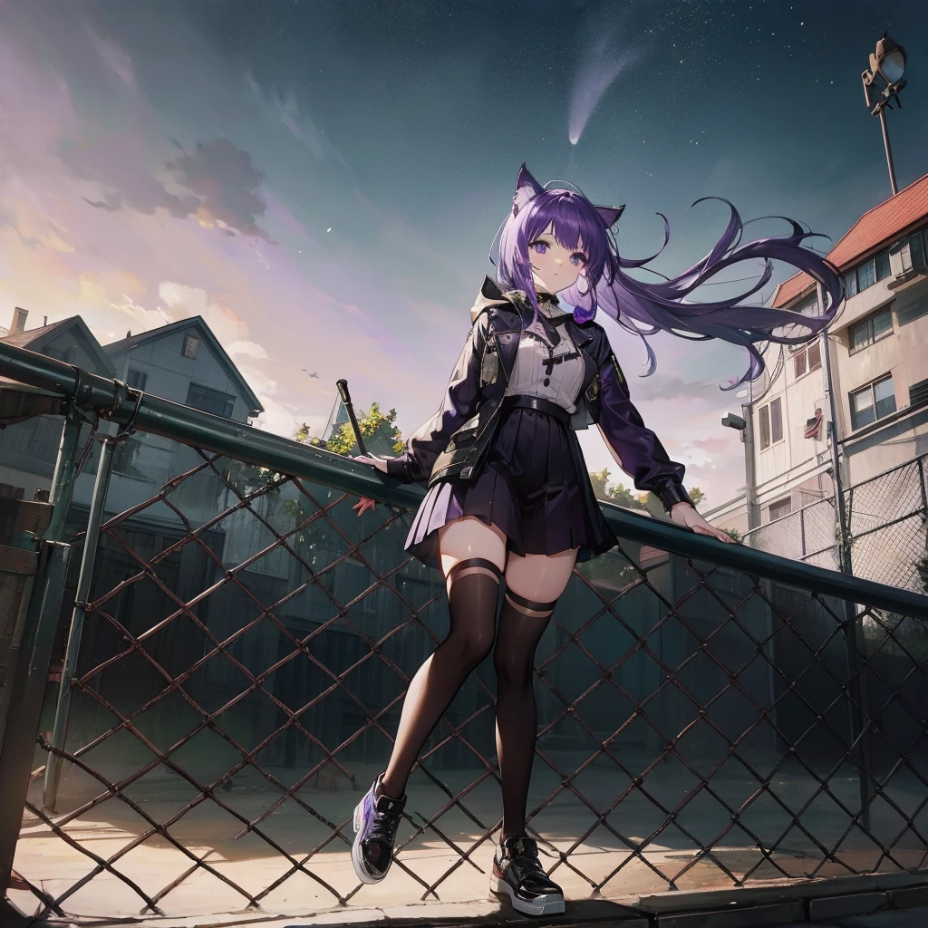 Cat ears(purple:1.2)