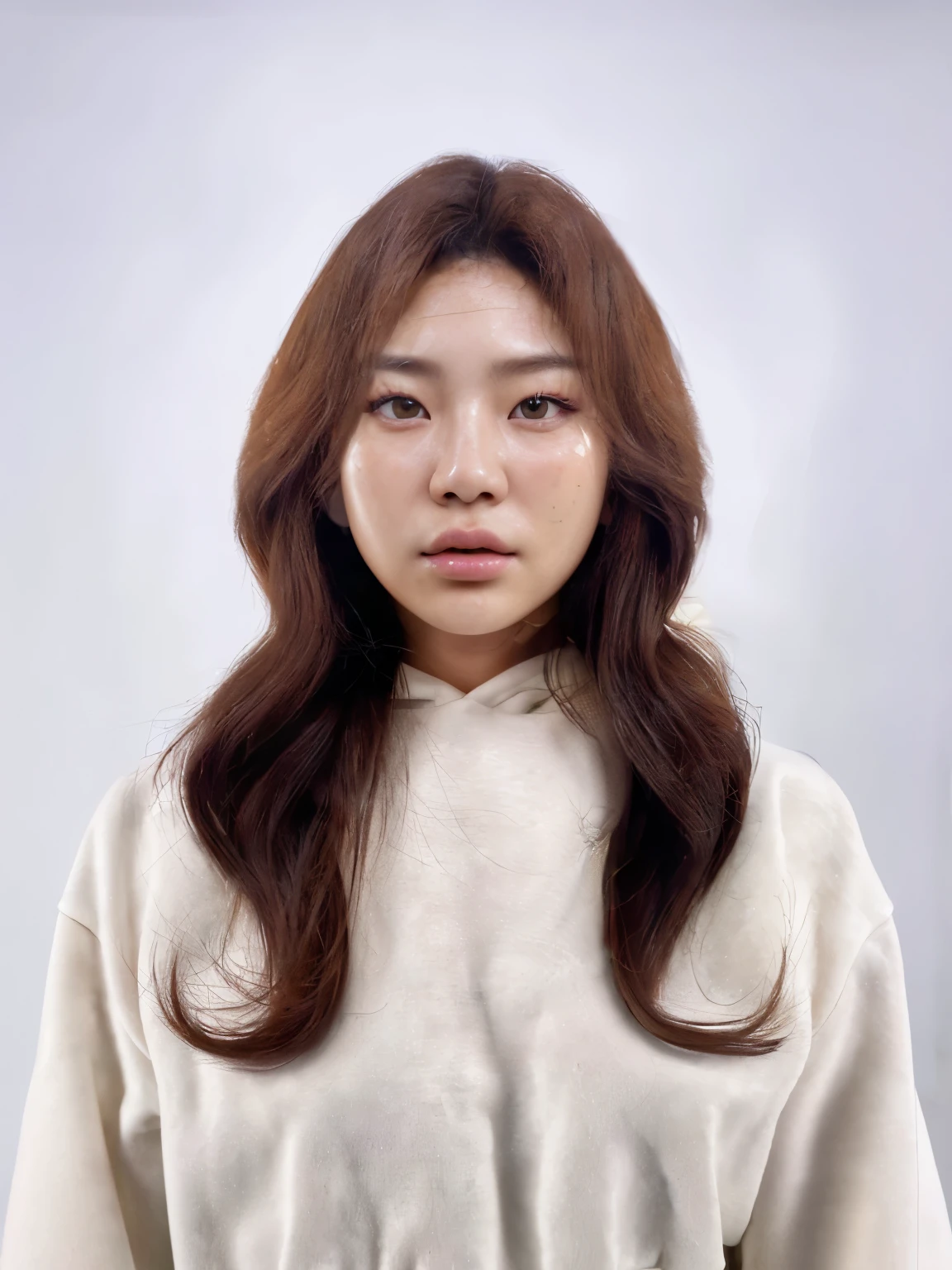 Best Quality, 8k, Masterpiece, (Portrait: 1.3), (photo realistic:1.4), (hyper realistic:1.4), Sharp Focus, looking at viewer, (smoother lighting:1.1), (increase cinematic lighting quality:0.9), realistic lighting, backlighting, light on face, ray trace, (brightening light:1.2), (Increase quality:1.4), sharp detail, (best quality real texture skin:1.4), finely detailed eyes, black_eyes, finely detailed face, 25 year old Korean woman