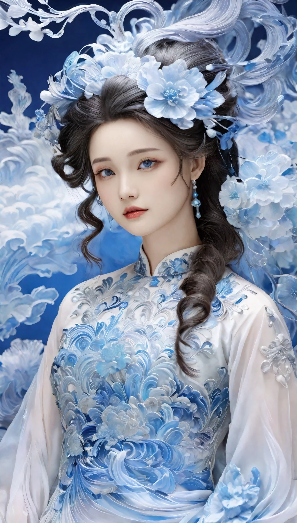 (masterpiece, best quality), Intricate details, 8k, Art Station, wallpaper, official art, Ink Art, Clear focus,1 Girl, tianqing