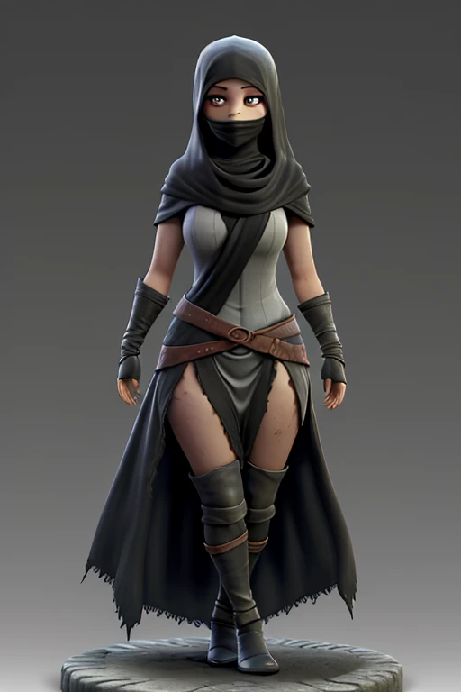 Dark Souls 3, Mujer, burqa, cabello verde, piel oscura, simetria, pose T