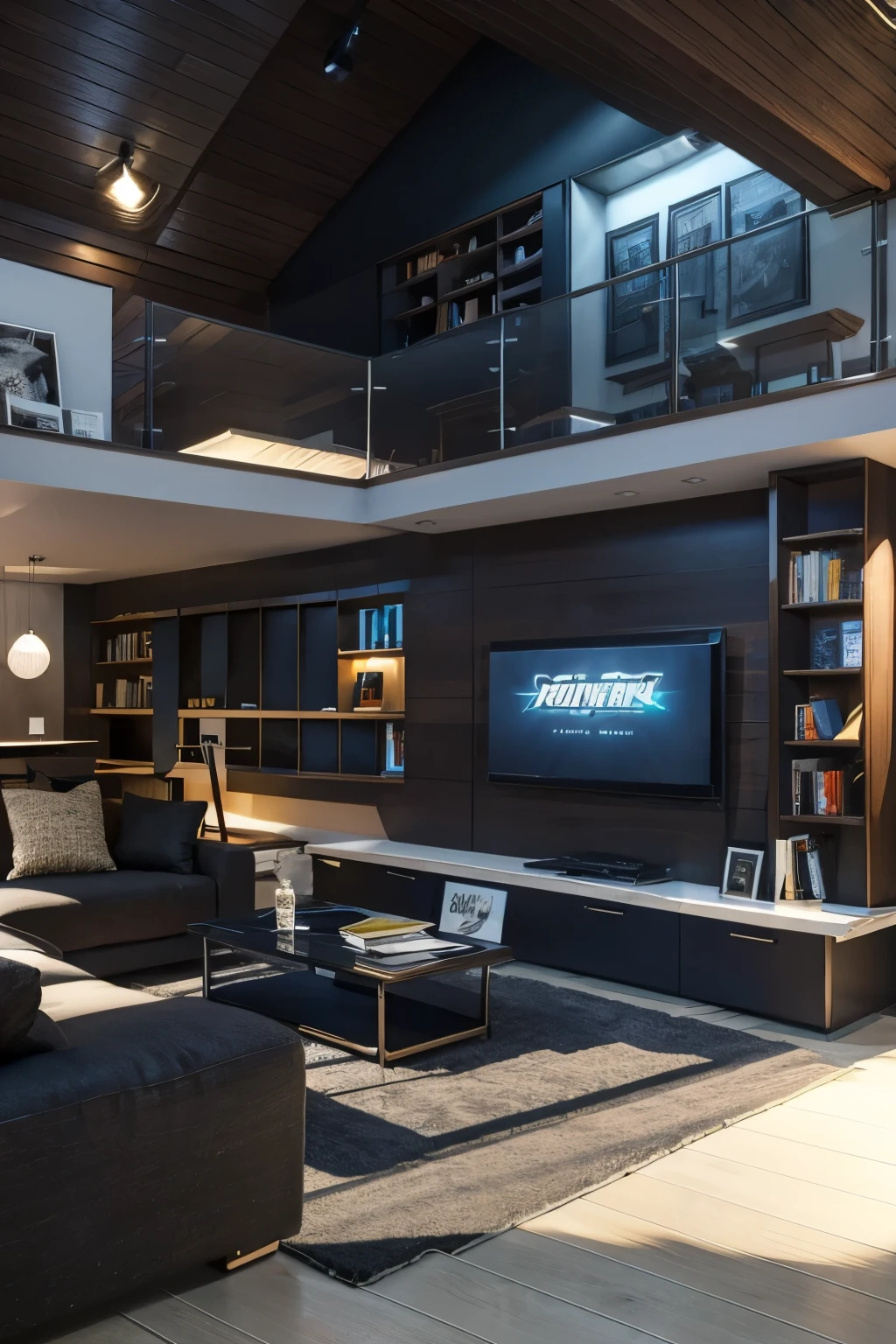 A corner of a peaked attic,With table and monitor,bookcase,sofas, etc,There is a strong atmosphere of games and painting,Need to live broadcast,Very personalized design