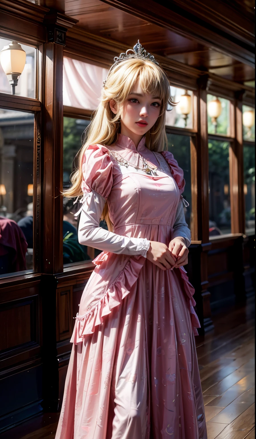 Absurd, One girl,Mid-chest, Star Eye, (Princess Peach), blush, (Realistic:1.5), (blue eyes:0.8), (masterpiece, Extremely detailed CG unity 8k wallpaper, highest quality, High resolution:1.2), (Ultra_detailed, 超High resolution:1.2), (Pixiv:1.3), Perfect lighting, clear, (One girl:1.4), (beautiful girl:1.2), View your viewers, Unreal Engine, Side light, Perfect Face, detailed face, bangs, Perfect body, Beautiful Eyes, Pretty face, (Light Skin:1.4), Idol, Ulzzang-6500-v1.1, city, (8K,RAW Photos),(Best Quality),(Masterpiece Loose),(Realistic,)(写実的でRealistic),(High resolution),Hyper Detail,(Gentel Realism:1.1),Beautiful Face, (1 Female:1.1),High resolution), (8k), (非常にdetailed), (4K), (Pixiv), Perfect Face, Beautiful eyes and face, (highest quality), (非常にdetailed), detailedな顔と目, (alone), Textured skin, Absurd, High resolution,