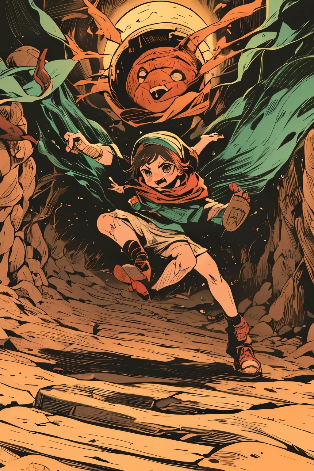 Little bandit girl running through hell、Disfraz verde、Llama verde mostrando sus pies