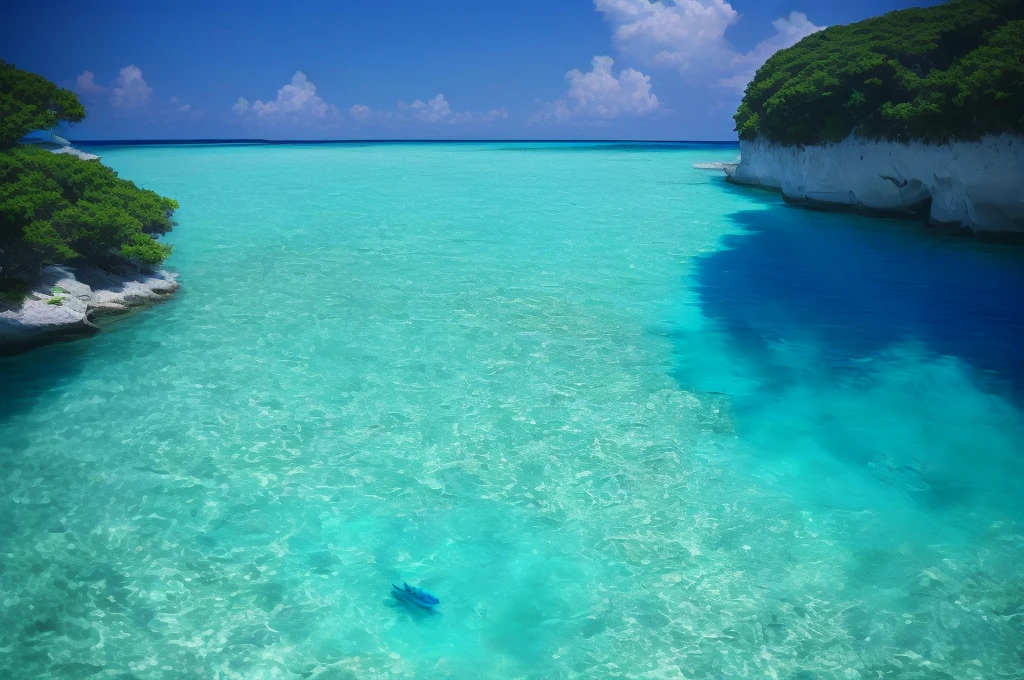 There is a large body of water with boats in it, Crystal clear sea, crystal 澄んだBlue Water, crystal Shimizu, 澄んだBlue Water, carribean Turquoise Water, Turquoise Water, Shimizu, Blue Water, Turquoise Sea, Blue Water, clear ocean, sapphire waters below, Light blue water, Clear water, Pristine waters, Clear neon water