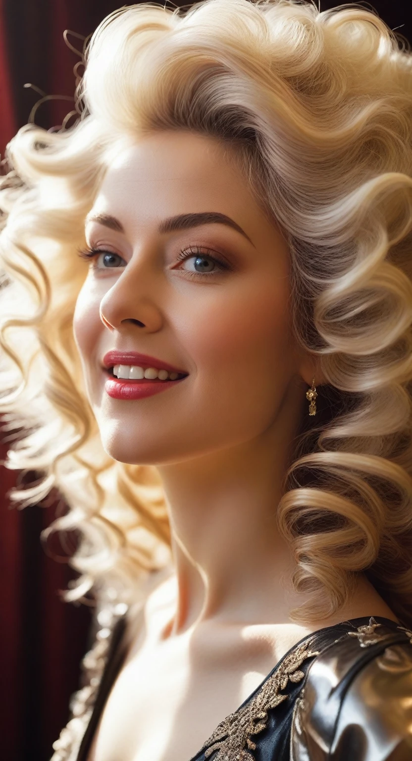drill hair, curtained hair, lock of hair, Big hair, medium hair, light highlighting (dynamic hair color: 1.49), raised eyebrows, smile, wrinkled lips, surrealism, Renaissance/rococo, award winning raw photography, style гиппердетализации, from influence of Steven Spielberg, cinematic lighting, depth of field, divine rays, falling shadow, Fujikos, вид first person, first person, wide angle, натуралистичный style, surrealism, UHD, retina(retina: 1.49), masterpiece, accurate, Textured leather, High detail, a high resolution, 16 thousand.(masterpiece, accurate, Textured leather, High detail, a high resolution, 16 thousand.: 1.49)