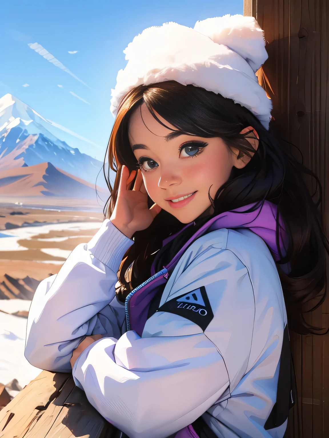 Funny Grimace Pose, au Vinicunca, montagne de toute les couleurs, montagne arc en ciel, Une belle fille avec, UHD Portrait, (High quality) (ultra details) Regarder le spectateur en tenue de ville de style hip-hop; different, colourfull, very white long hair, close up