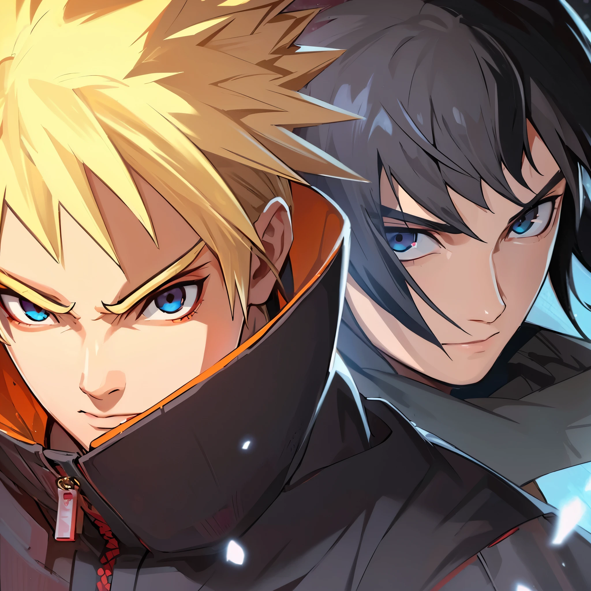 (high-quality, breathtaking),(expressive eyes, perfect face) 1male, male , solo, ager, short hair length, wavy curly hair, messy hair, red hair color, red eye color, background, music, mature, haunting twilight background, slightly narrow eyes, overconfident smirk, villain vibe, black and red cloak, black and red shirt, modern attire, VFlower Vocaloid Male Version, masculine face, portrait, close up