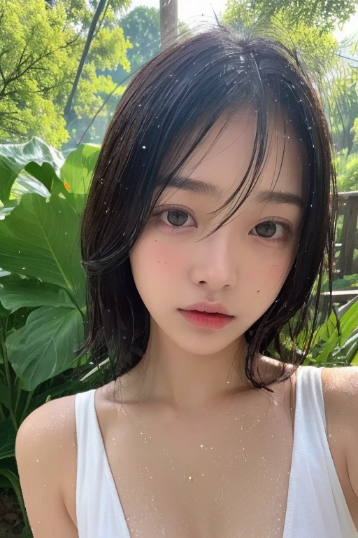 ((最high quality, 8k, masterpiece: 1.3)), (Attention to detail: One in one), (Focus on the face),Hips: 1.2, (Perfect body beauty: 1.4), ((Layered Haircut, chest: 1.4)), (rain:1.6), (On the street), (wearing (Wet:1.4),Detailed face、Beautiful Japanese Women、 非常にDetailed faceと肌の質感, Narrow eyes, double eyelid, Whitening skin, Long Hair, (shut up: 1.3), smile,Extra, Actual photo, Contrast lighting, Detailed skin, High resolution 8K, Crazy Details, Realistic, Professional photography, 8K Ultra HD, Single-lens reflex camera, Soft lighting, high quality, Film Grain, Fujifilm XT3,Wet and see-through white clothes、大きなchest、No bra、Nipples