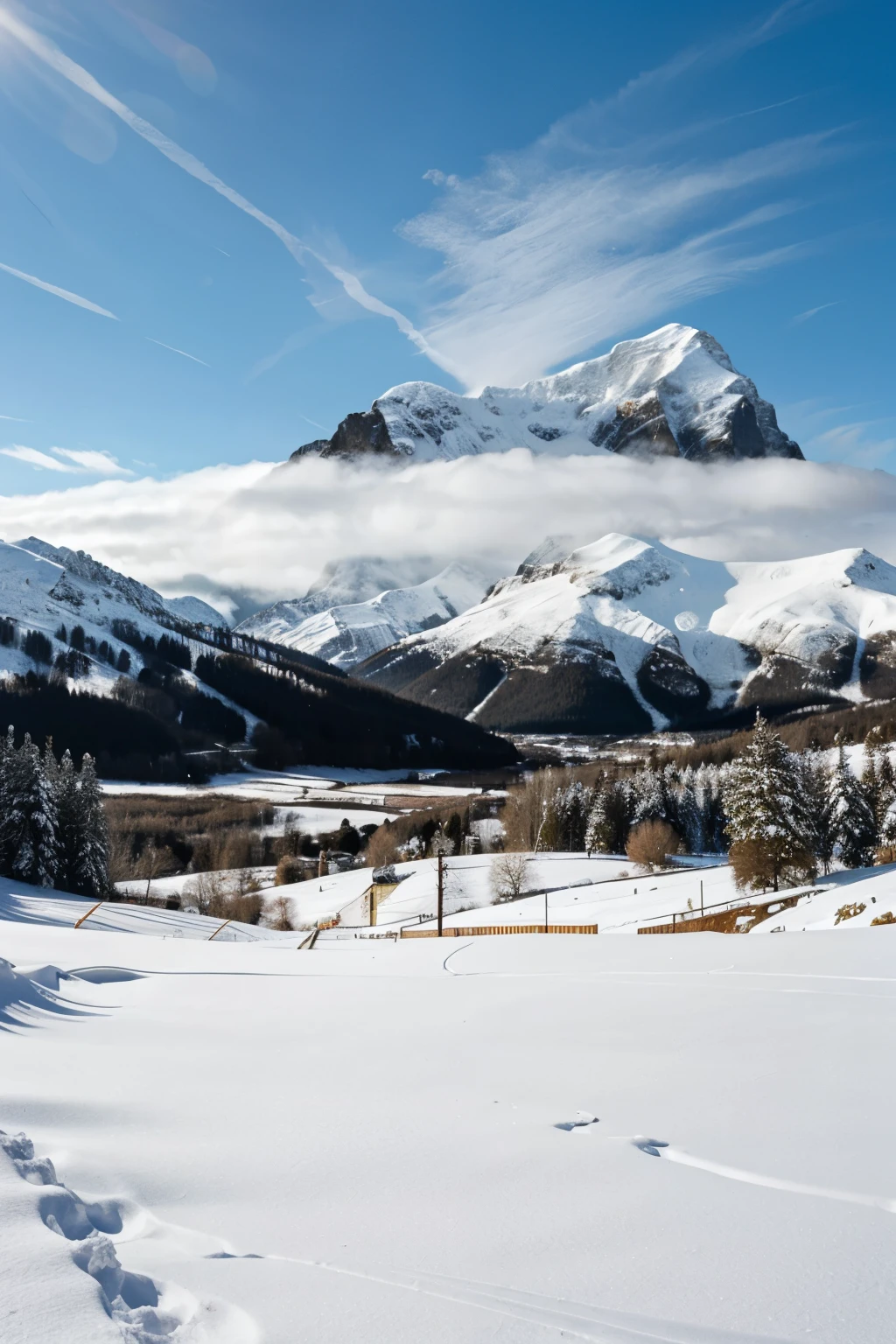 landscape snow on mountains
