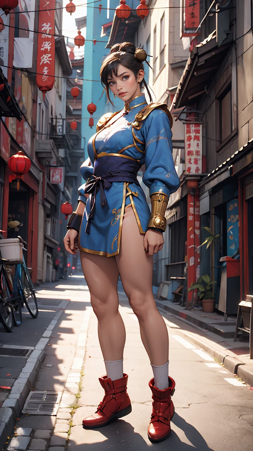Capcom「Street Fighter」Chun-Li、In an alley in Chinatown、Leaning against the wall of a building with one&#39;s arms folded